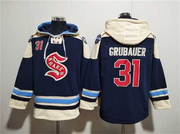 Men's Seattle Kraken #31 Philipp Grubauer Deep Sea Blue Lace-Up Pullover Hoodie,We sell and wholesale Men's Seattle Kraken #31 Philipp Grubauer Deep Sea Blue Lace-Up Pullover Hoodie on line form chian!